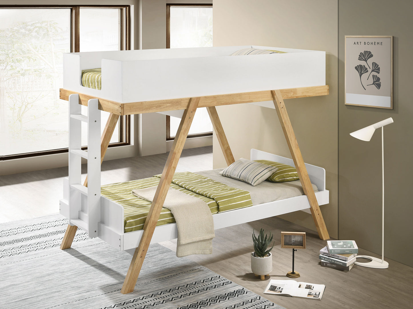 Frankie Twin Over Twin Bunk Bed with 7-inch Mattresses White - Discount Furniture Connection