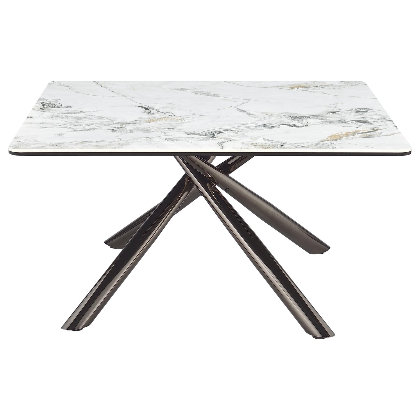 Carvell Square Sintered Stone Top Coffee Table Mirage White - Discount Furniture Connection