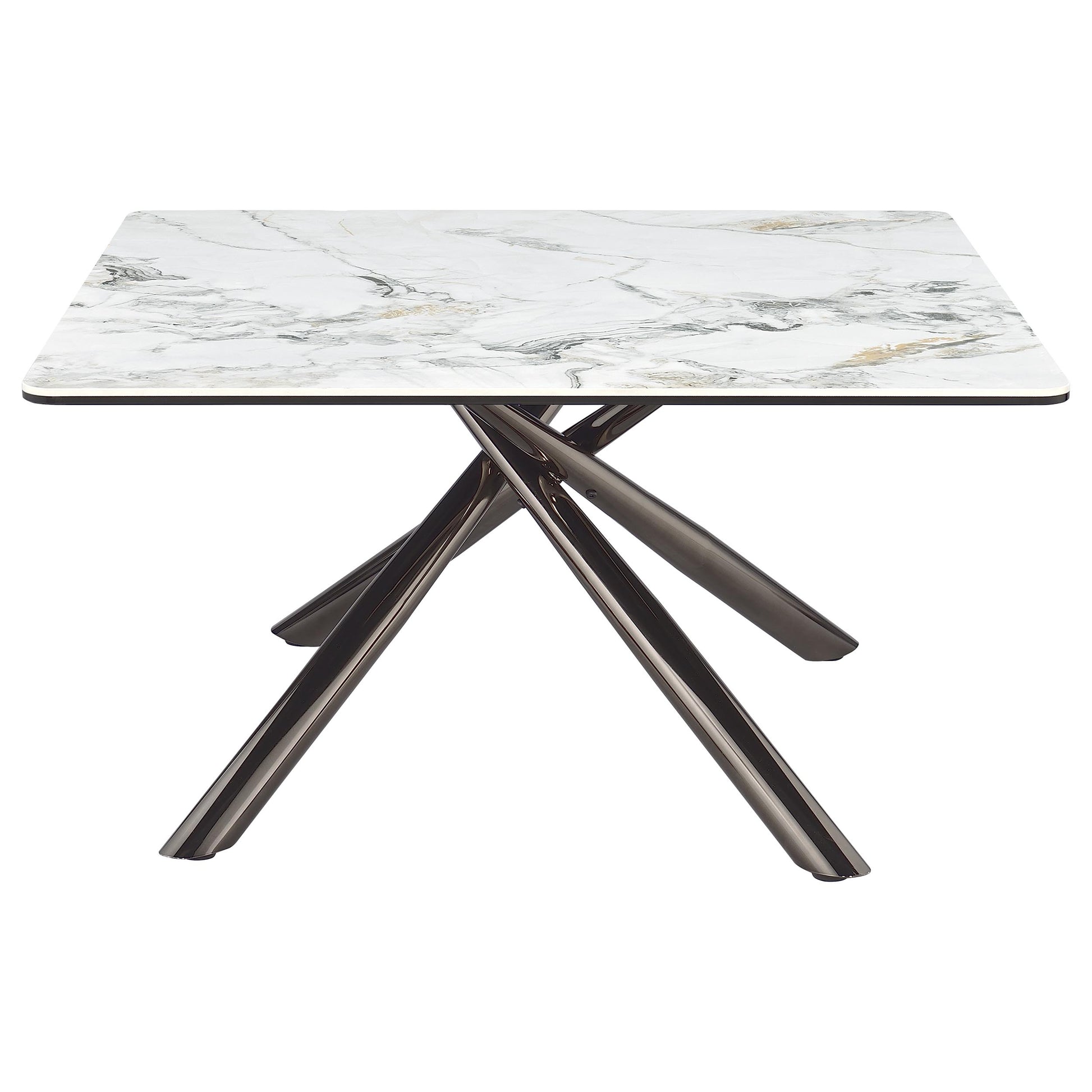 Carvell Square Sintered Stone Top Coffee Table Mirage White - Discount Furniture Connection