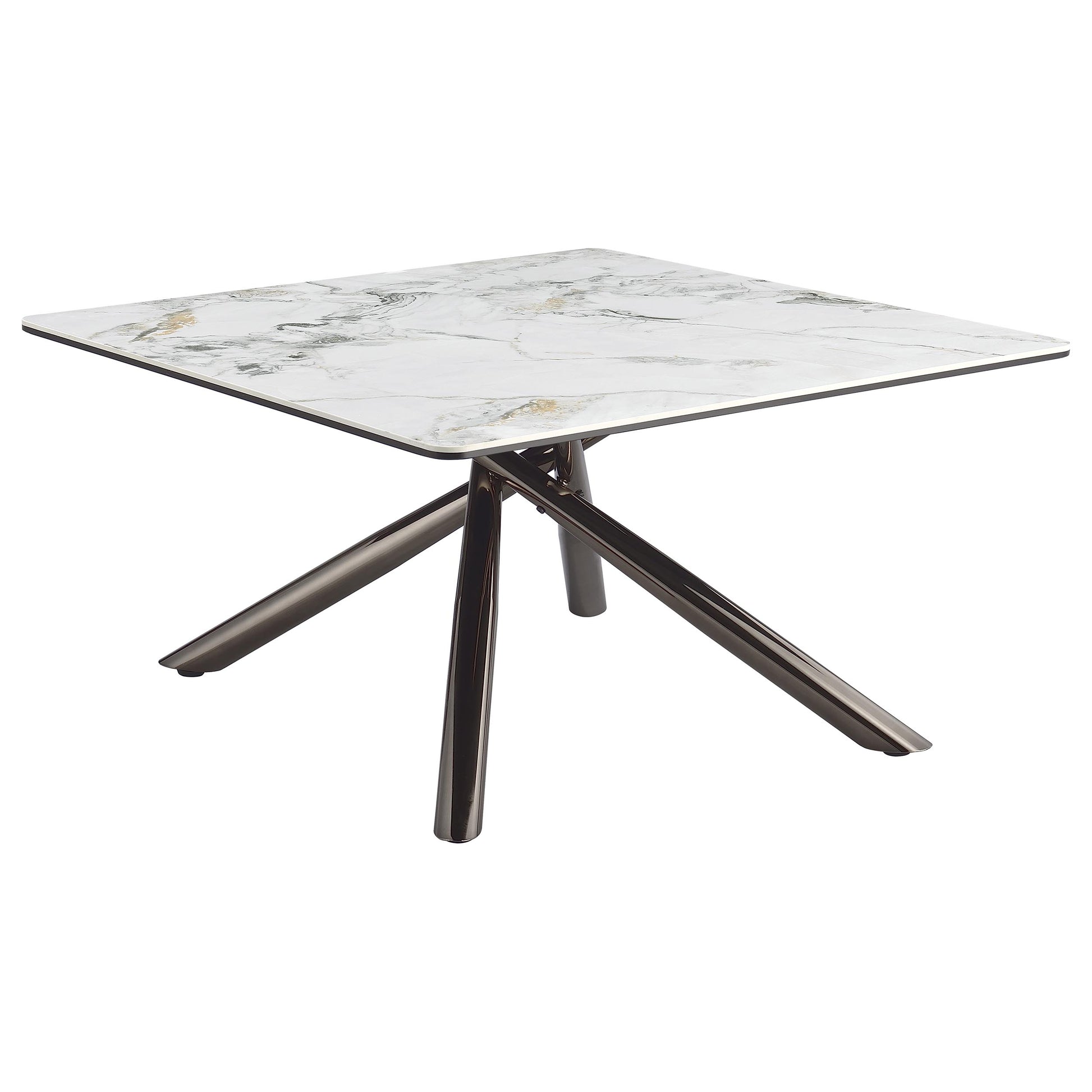 Carvell Square Sintered Stone Top Coffee Table Mirage White - Discount Furniture Connection