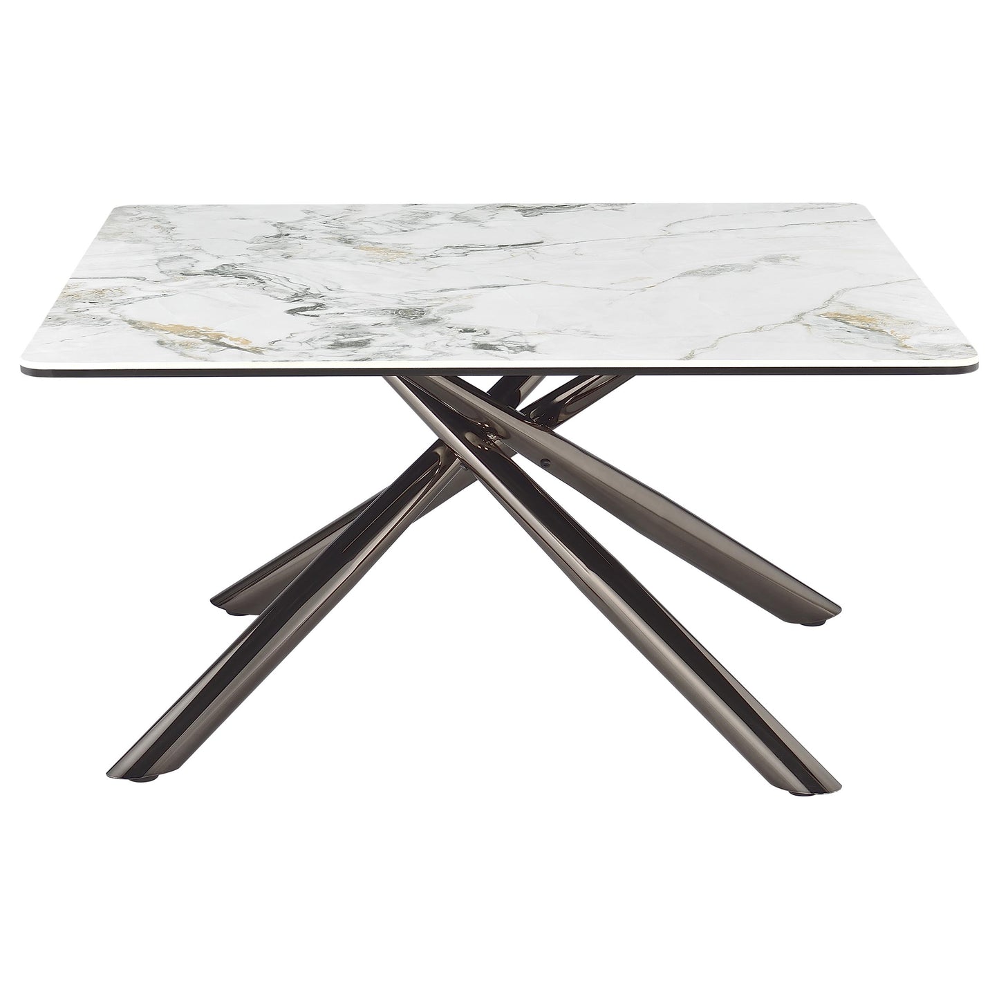 Carvell Square Sintered Stone Top Coffee Table Mirage White - Discount Furniture Connection