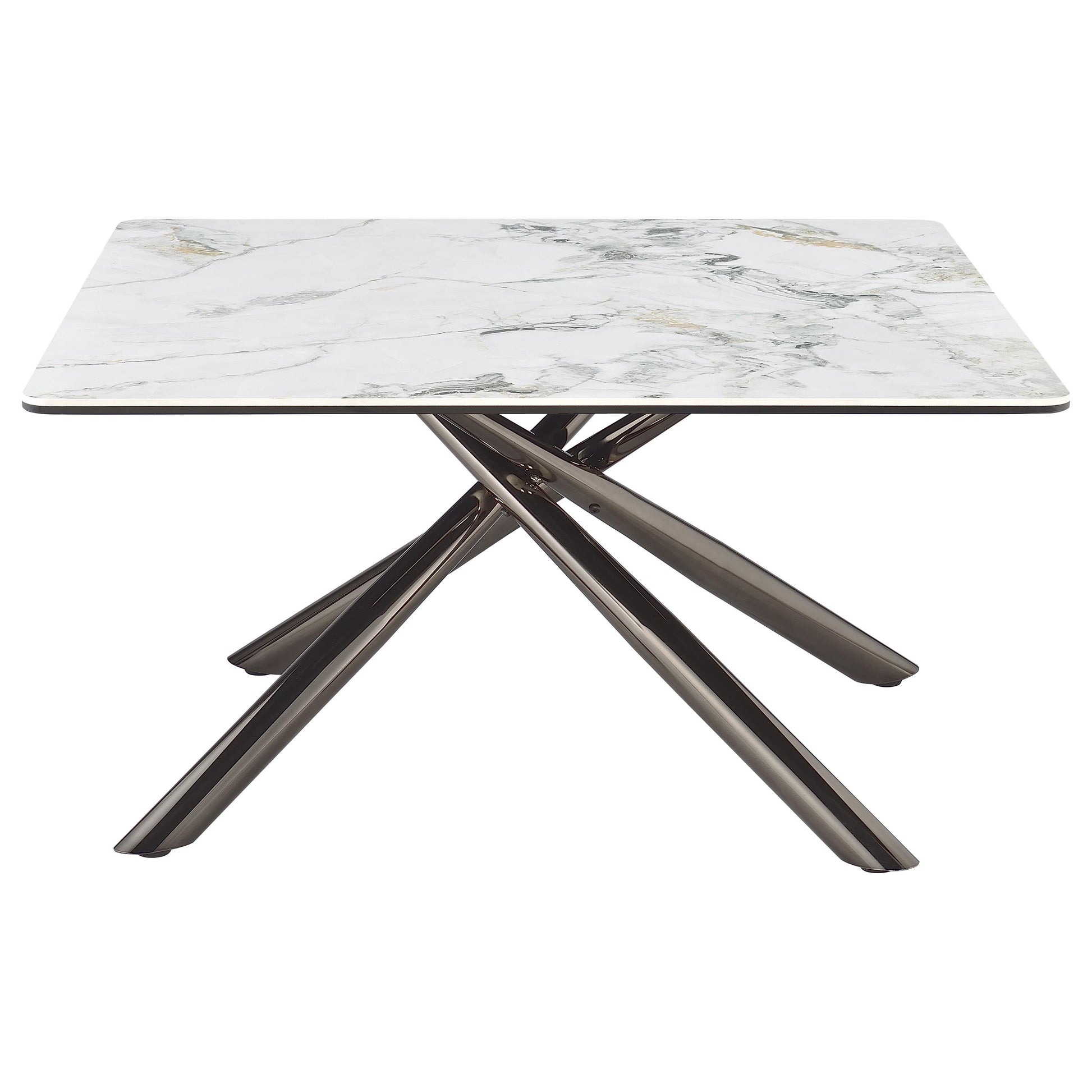 Carvell Square Sintered Stone Top Coffee Table Mirage White - Discount Furniture Connection
