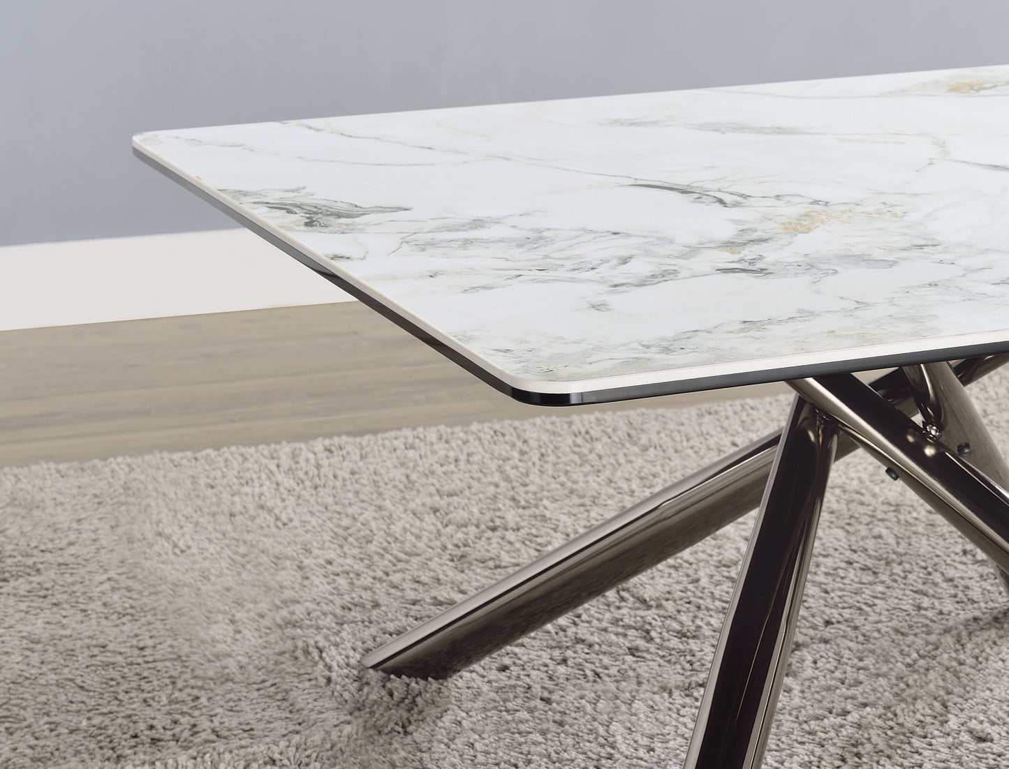 Carvell Square Sintered Stone Top Coffee Table Mirage White - Discount Furniture Connection
