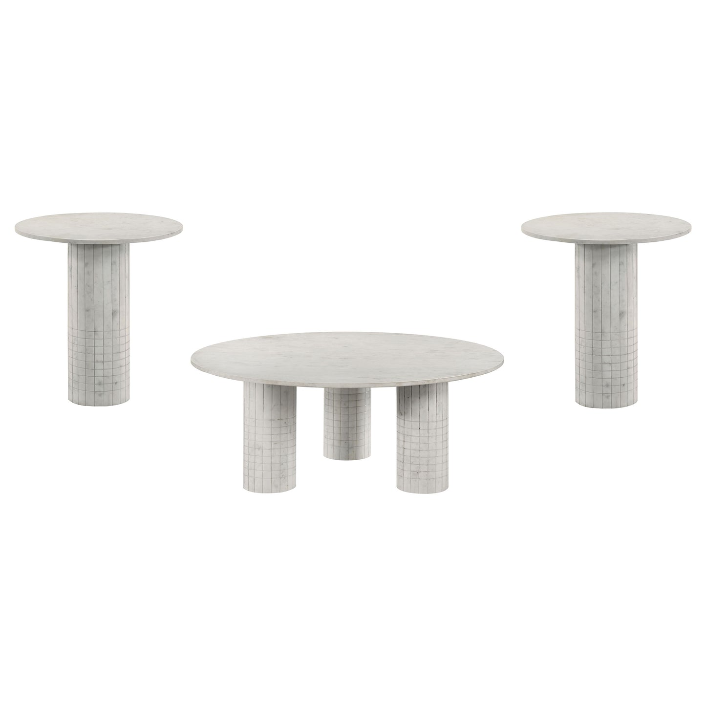 Astoria 3-piece Marble Coffee and End Table Set White - Discount Furniture Connection