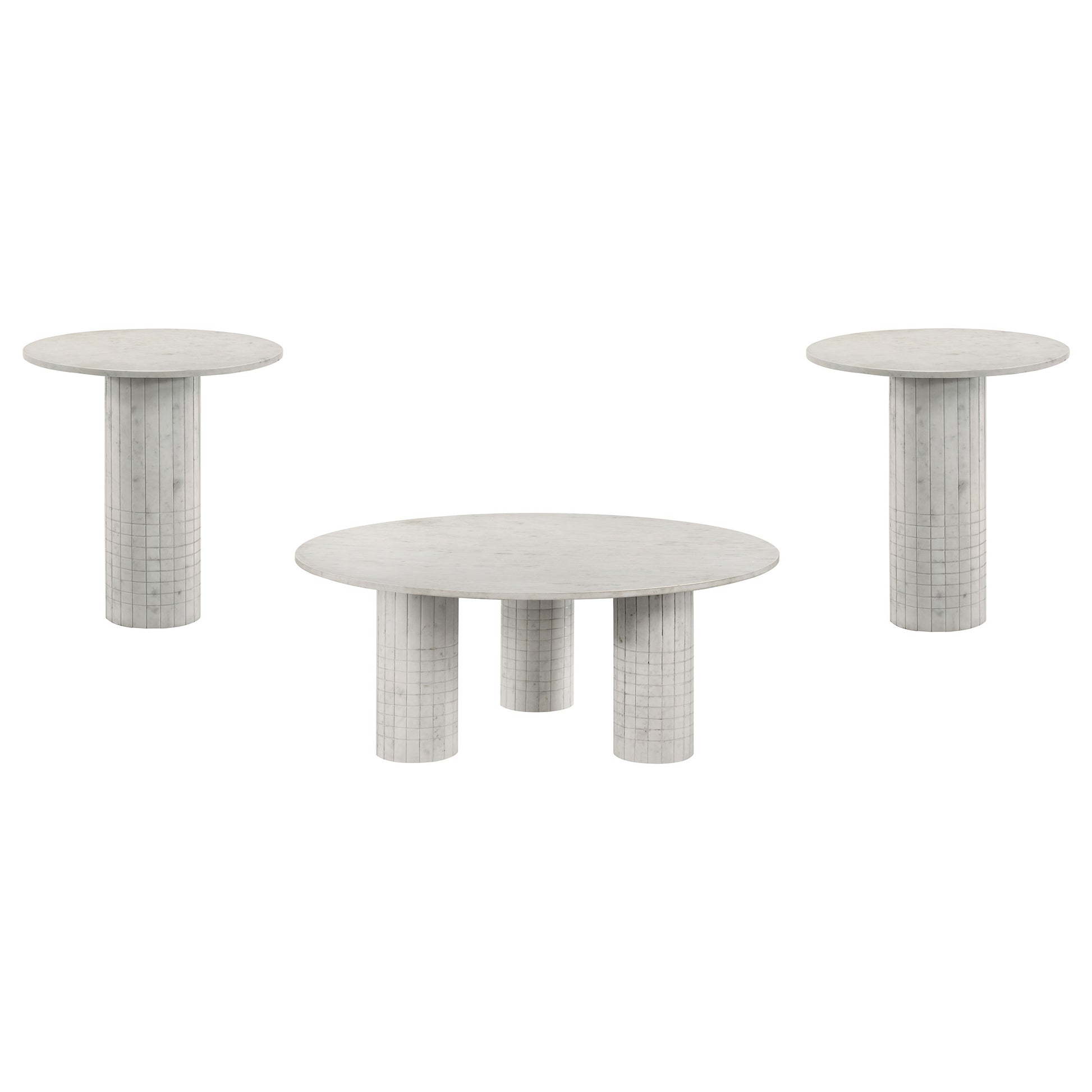 Astoria 3-piece Marble Coffee and End Table Set White - Discount Furniture Connection