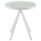 Briggs Round Marble Printed Glass Top End Side Table White - Discount Furniture Connection