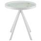 Briggs Round Marble Printed Glass Top End Side Table White - Discount Furniture Connection