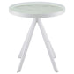 Briggs Round Marble Printed Glass Top End Side Table White - Discount Furniture Connection