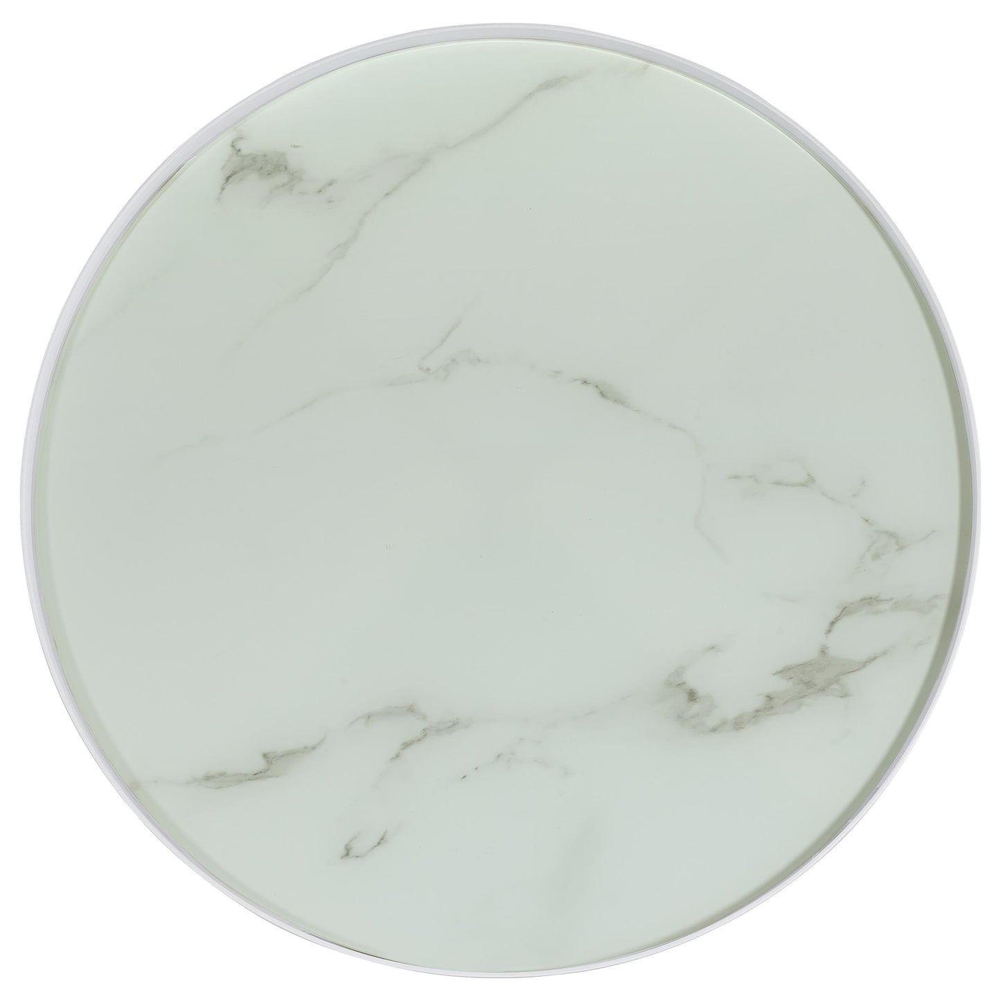 Briggs Round Marble Printed Glass Top End Side Table White - Discount Furniture Connection