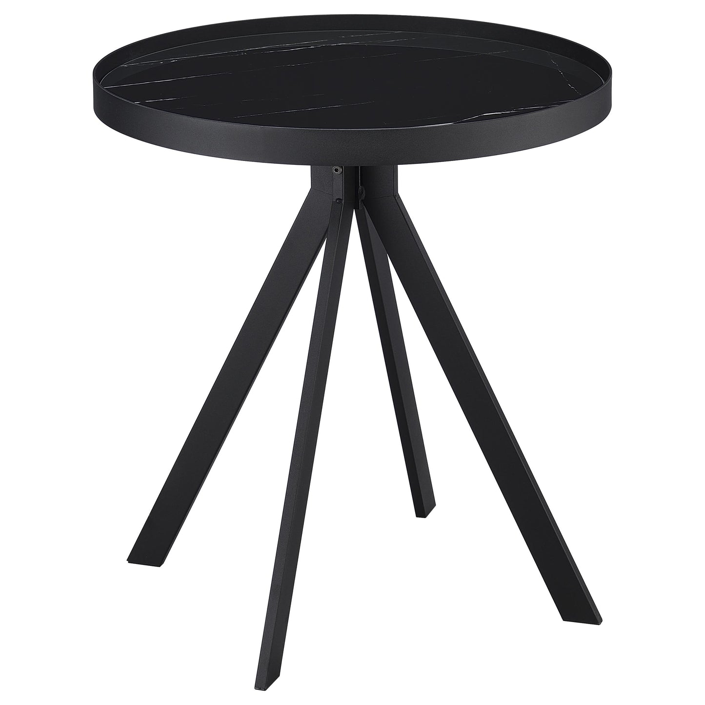 Briggs Round Marble Printed Glass Top End Table Black - Discount Furniture Connection