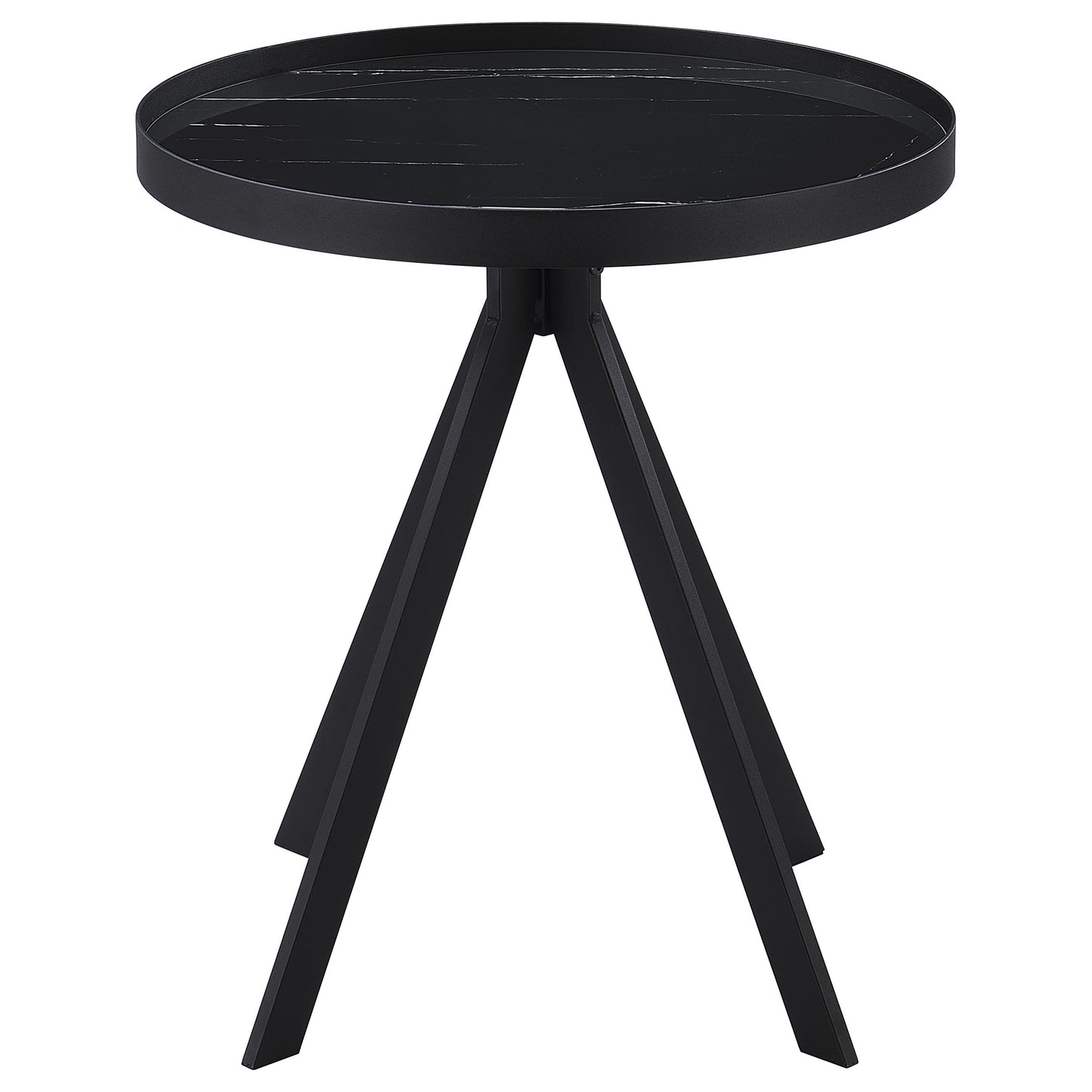Briggs Round Marble Printed Glass Top End Table Black - Discount Furniture Connection
