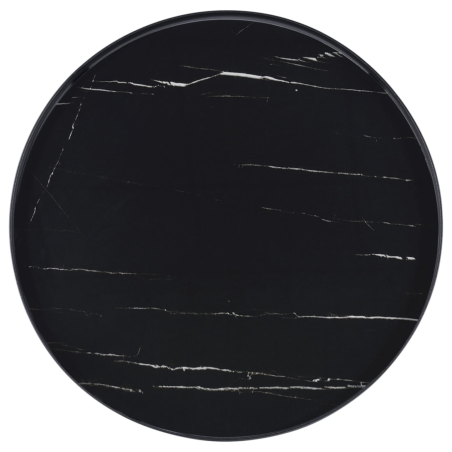 Briggs Round Marble Printed Glass Top End Table Black - Discount Furniture Connection