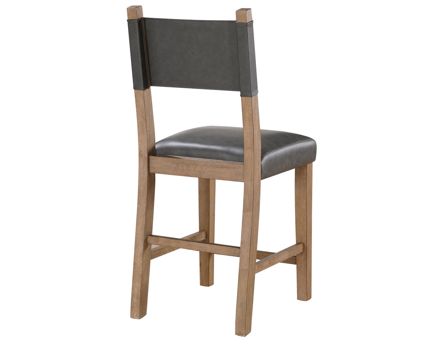 Aubrey 24″ Counter Chair, Gray Vegan Leather with Driftwood finish