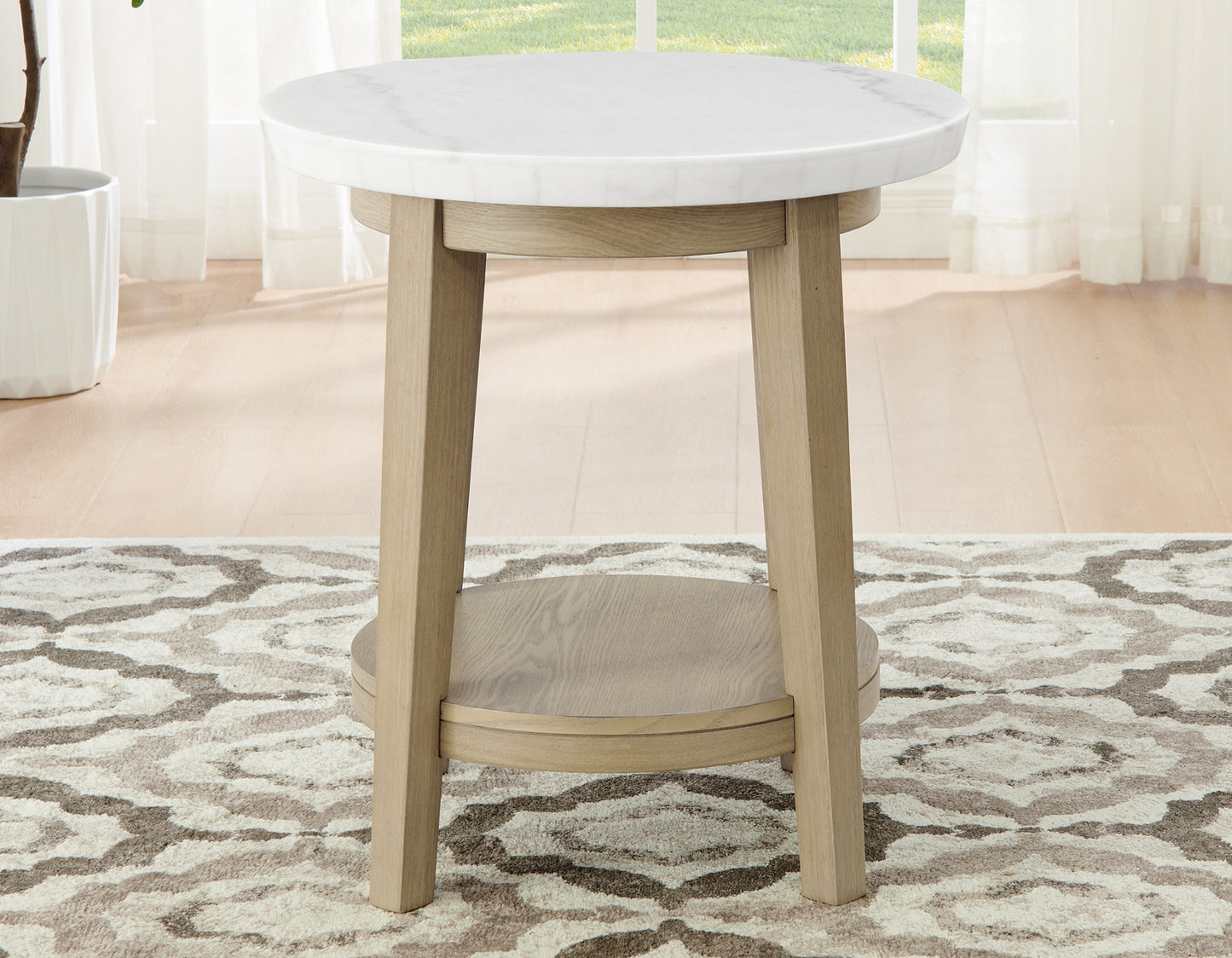Vida 22″ Round White Marble Top End Table