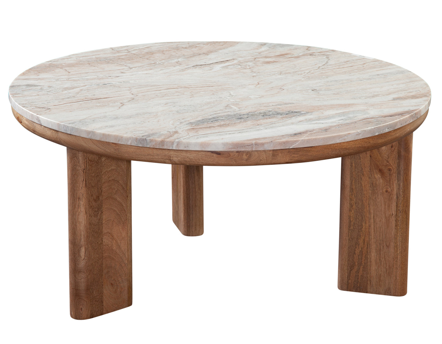 Sidney 36″ Round Brown Marble Top Coffee Table