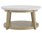 Vida Round 36″ White Marble Top Cocktail Table with Casters
