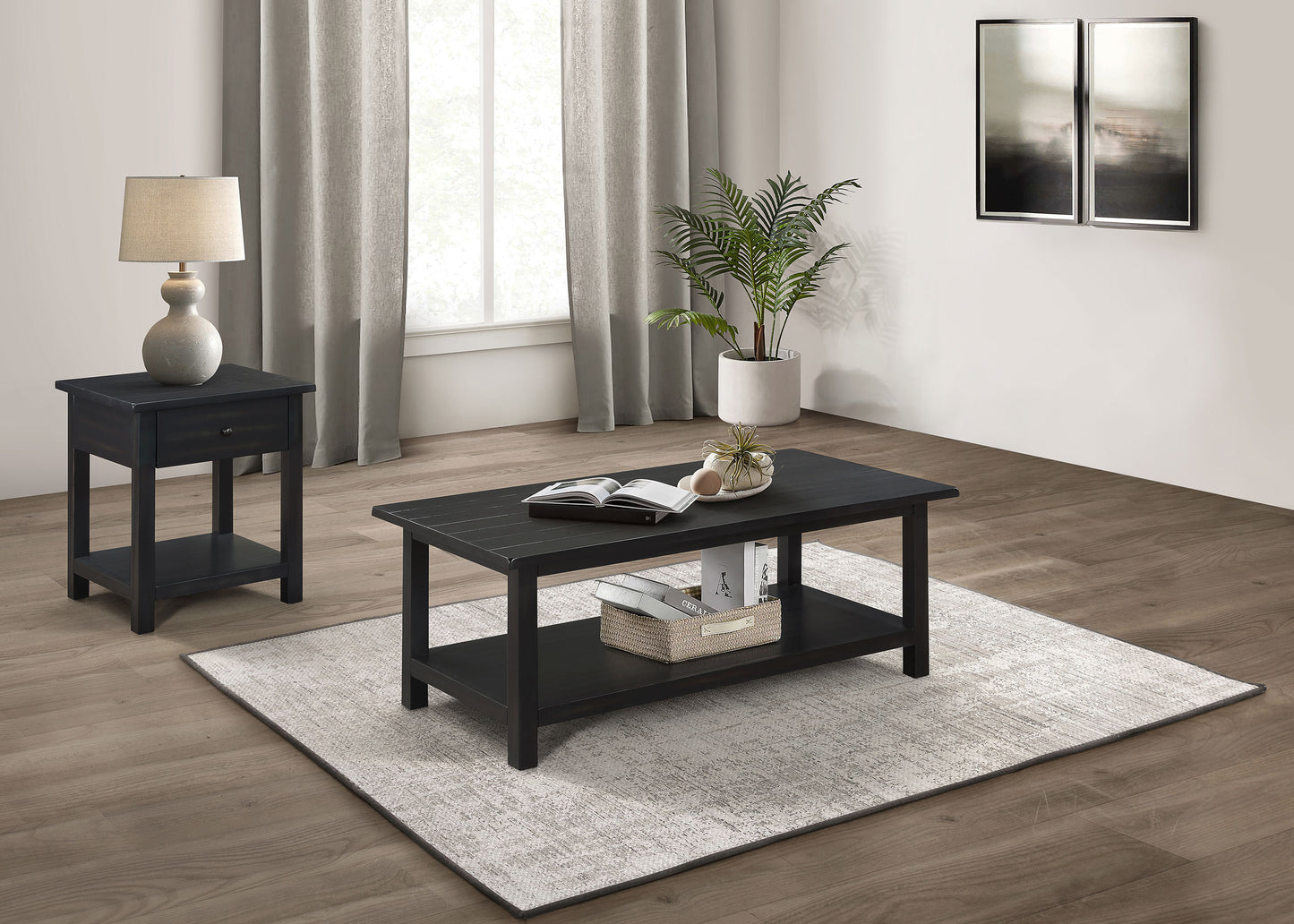 Payne 2-piece Coffee and 1-drawer End Table Set Java - Discount Furniture Connection