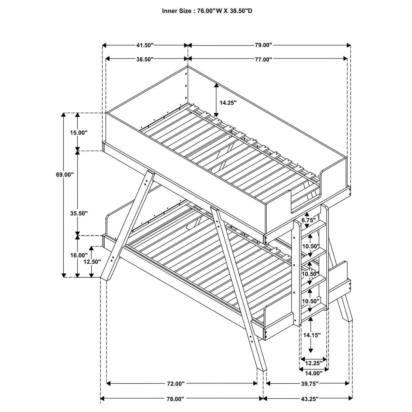 Frankie Twin Over Twin Bunk Bed with 7-inch Mattresses White - Discount Furniture Connection