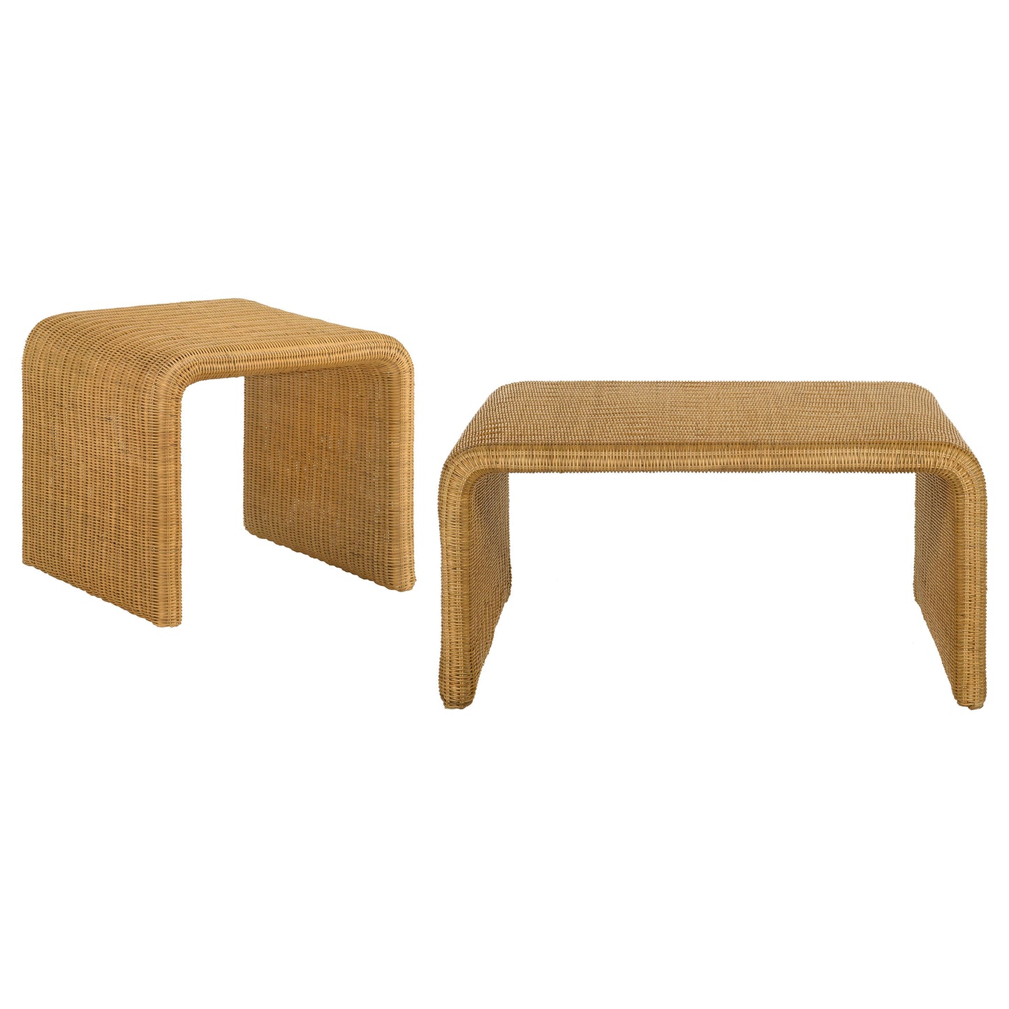 Cahya 2-piece Rattan Coffee and End Table Set Natural - Discount Furniture Connection