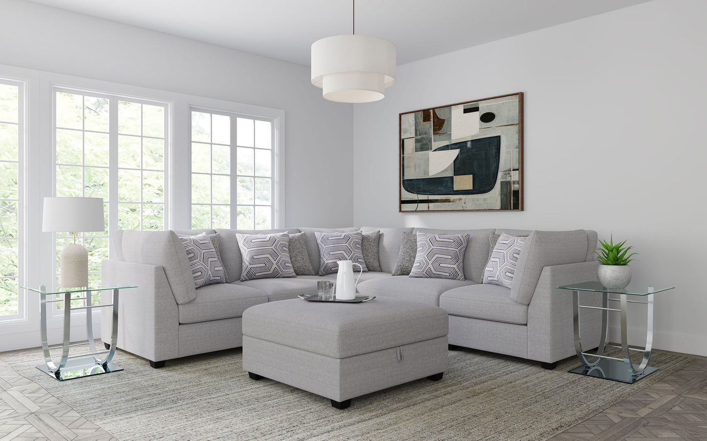 Cambria 6-piece Upholstered Modular Sectional Sofa Grey