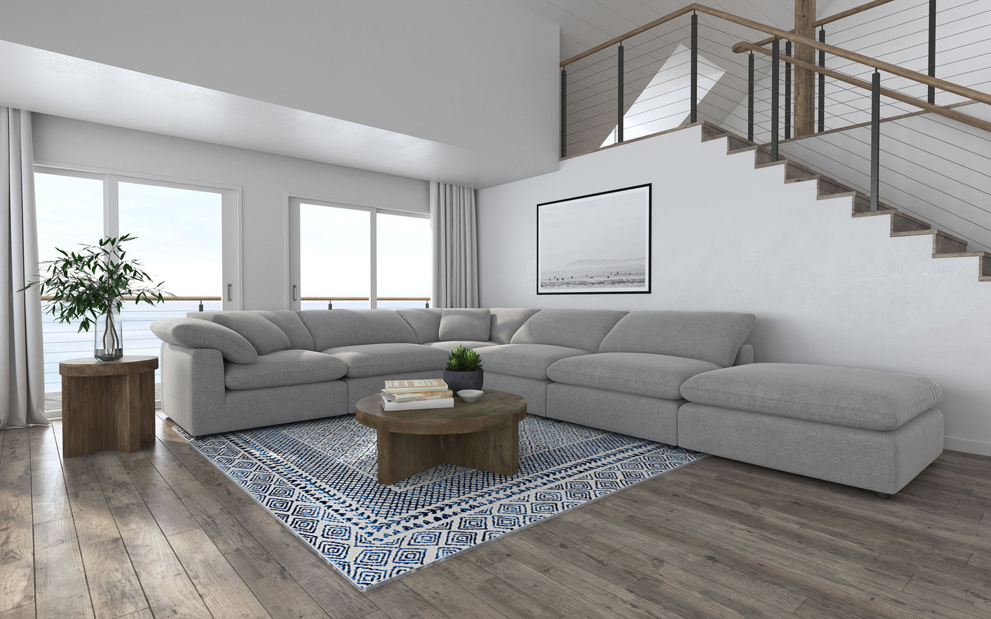 Raleigh 6-piece Boucle Upholstered Modular Sectional Grey