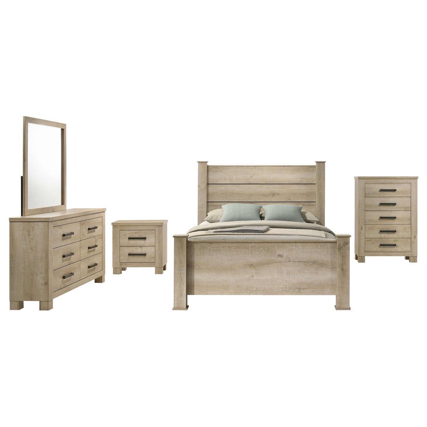 Oakglen 5-piece Eastern King Bedroom Set Weathered Oak
