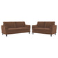 Selma 2-piece Velvet Upholstered Crescent Arm Sofa Set Rust