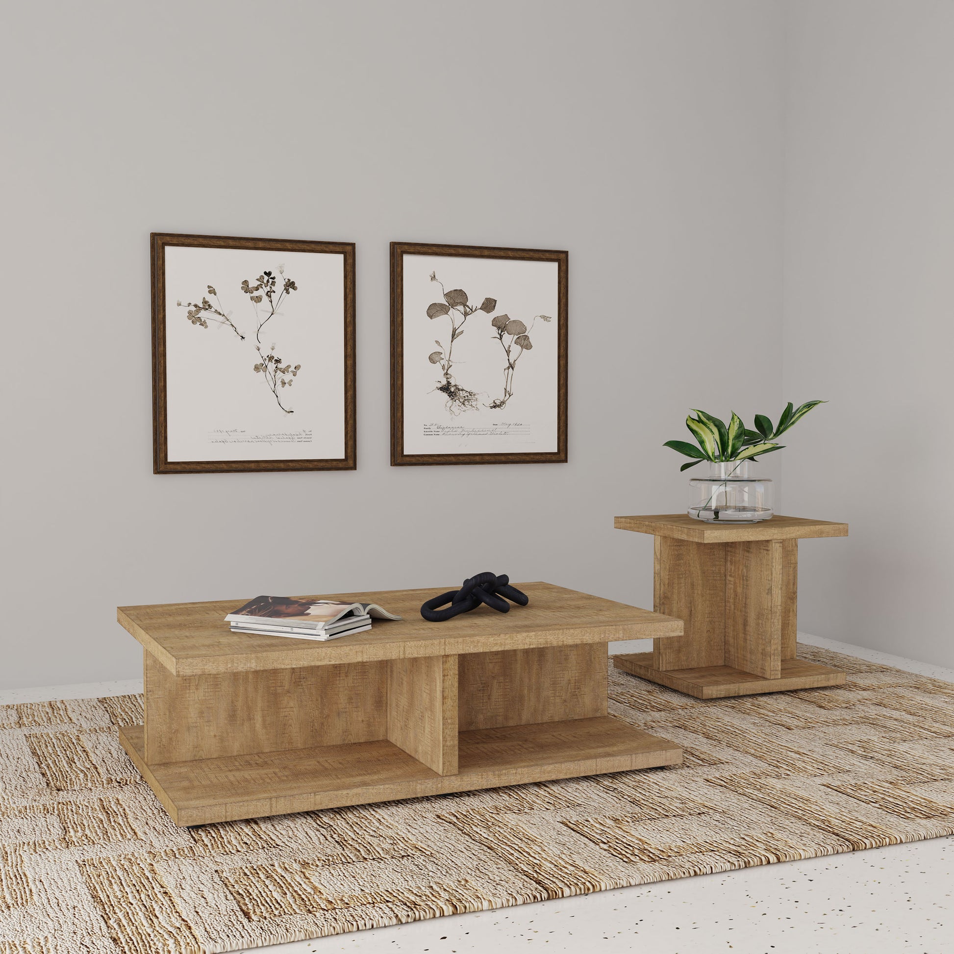 Cortona 2-piece Coffee and End Table Set Mango - Discount Furniture Connection