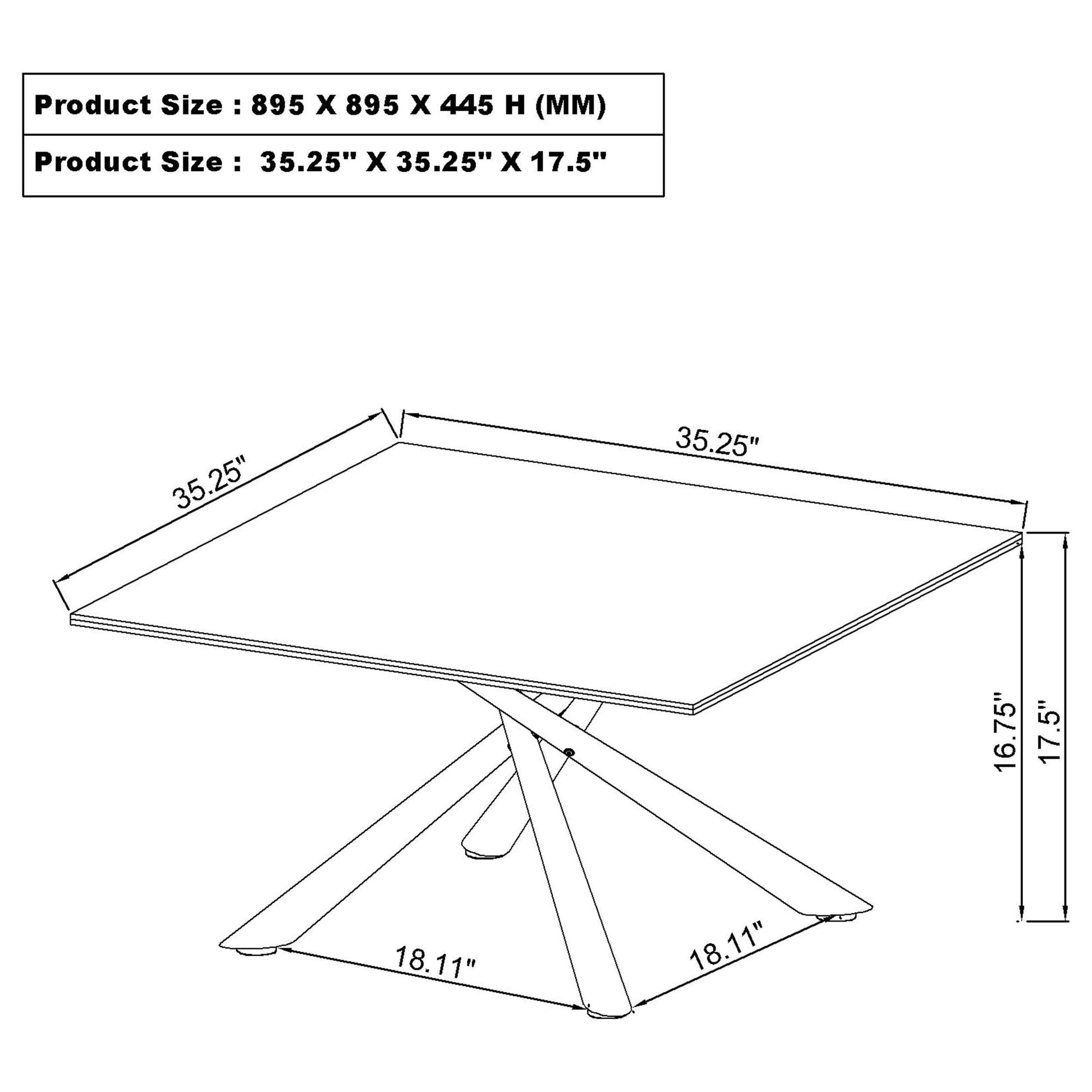 Carvell Square Sintered Stone Top Coffee Table Mirage White - Discount Furniture Connection