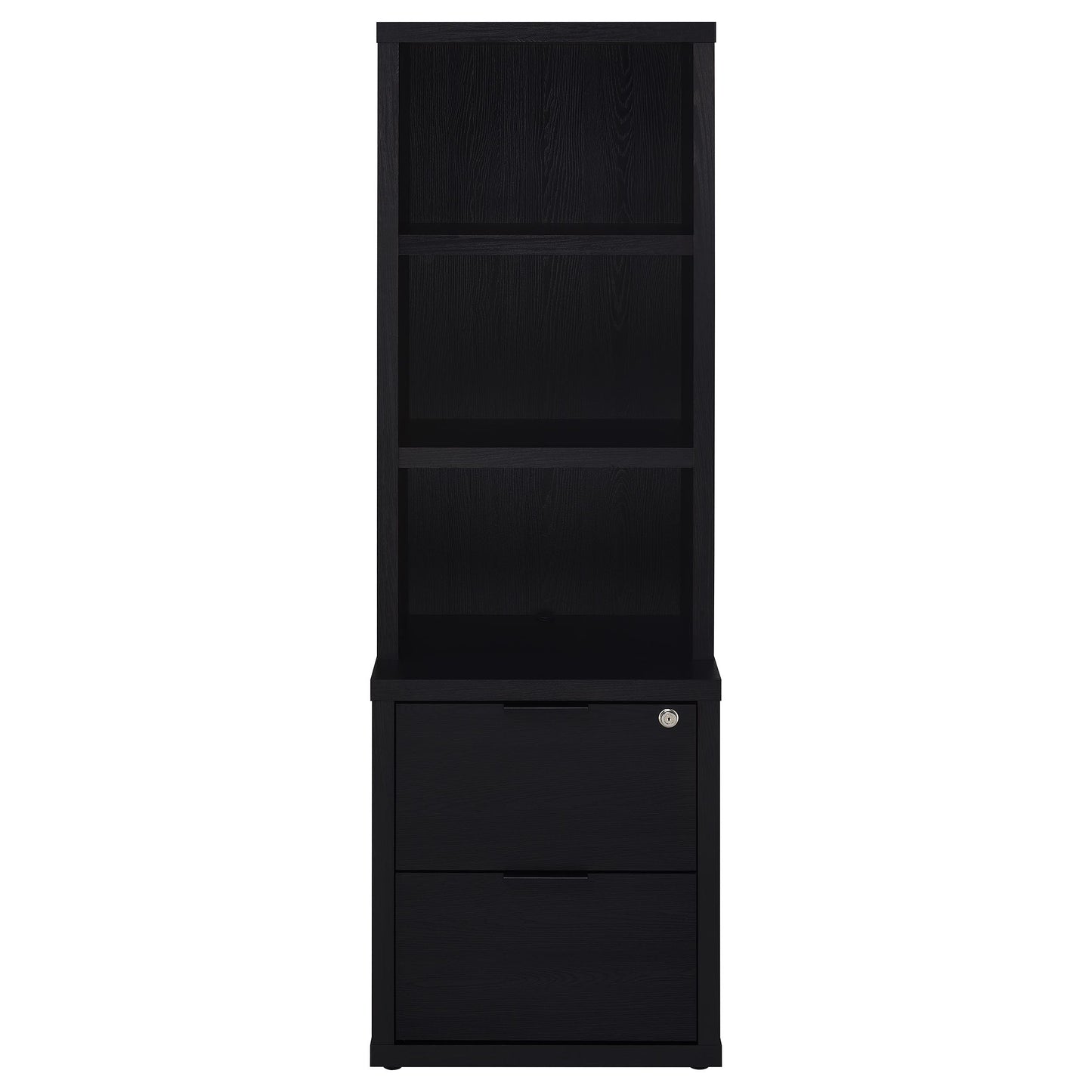Westpark 3-shelf Bookcase USB and Lockable Drawer Black