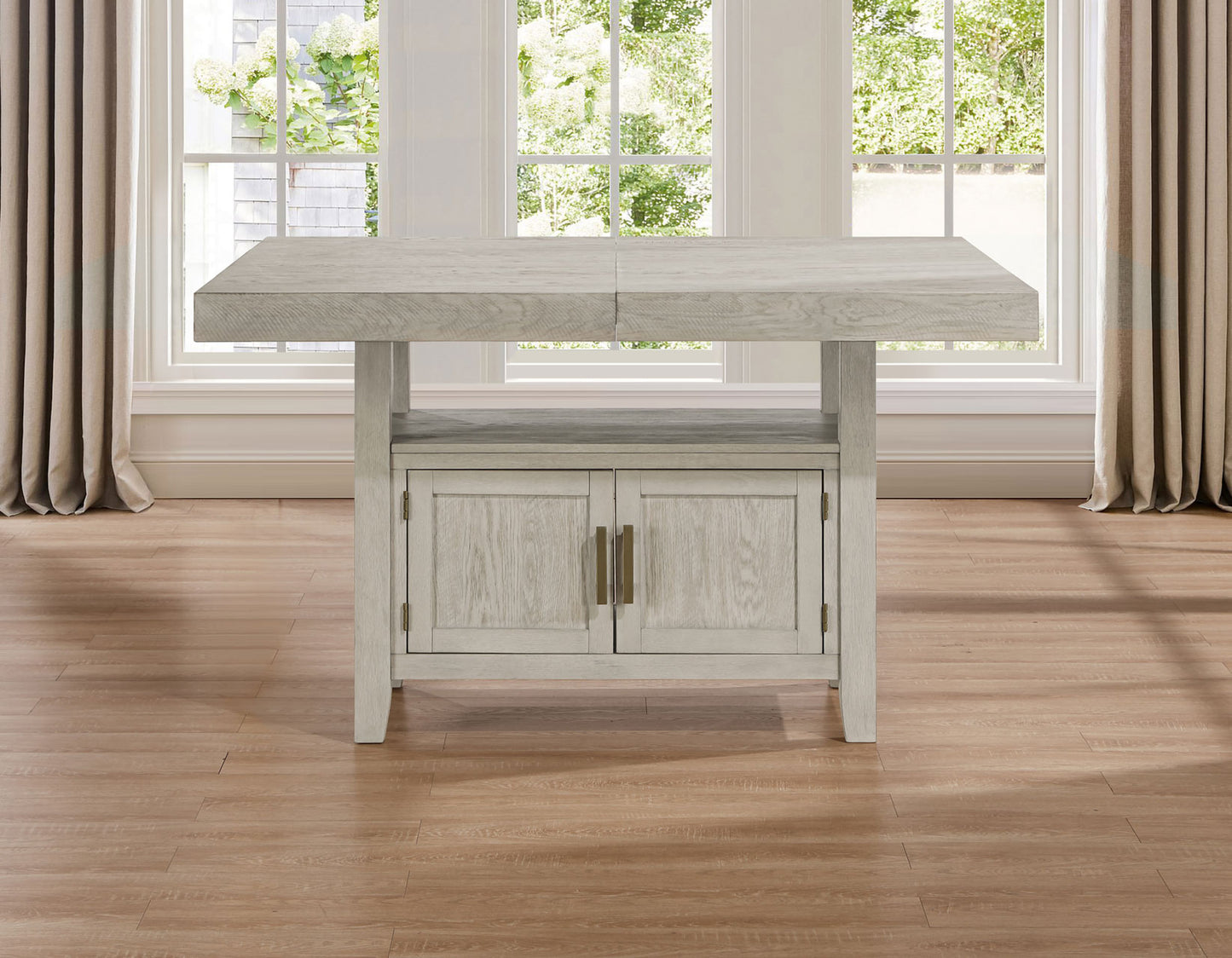 Garland 60-80″ Counter Table with 20″ Leaf, Greige Finish