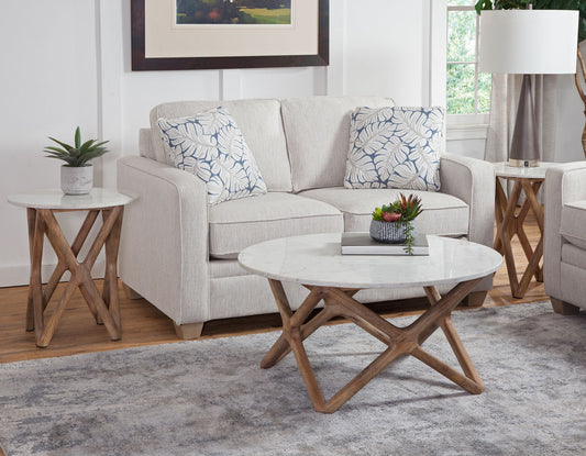 Wyman 3-Piece Round Banswara White Marble Top Table Set