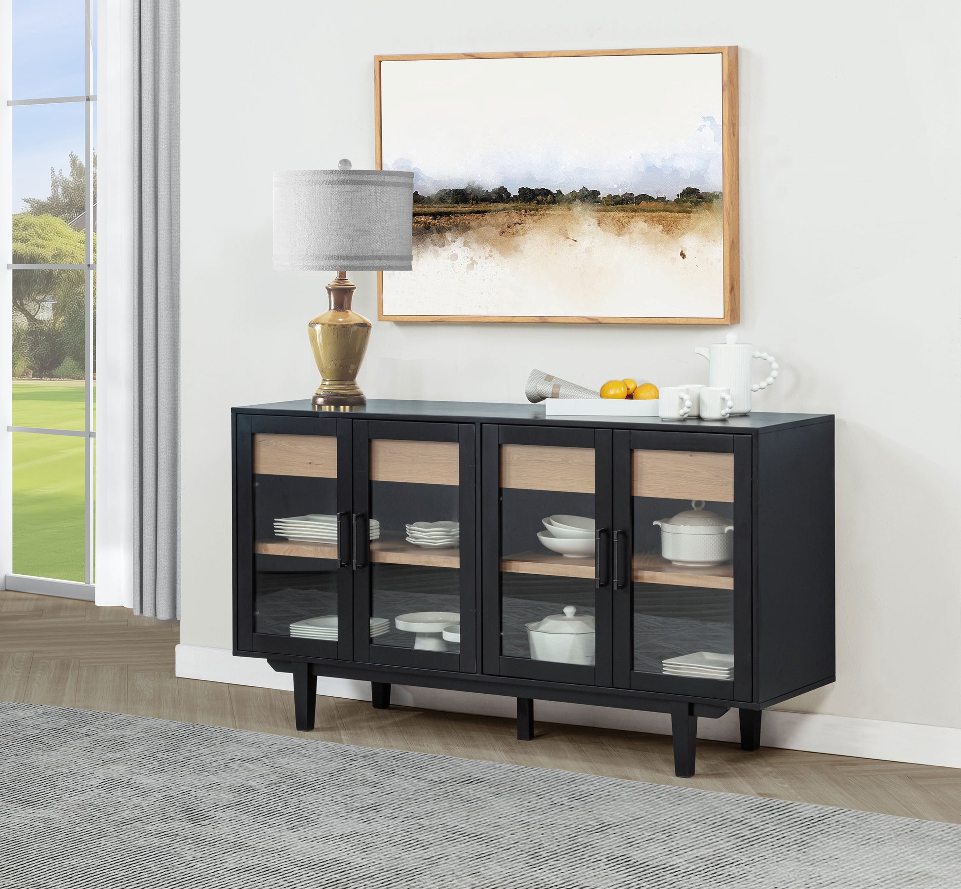 Middleton 4-door Sideboard Server with Dual Drawers Black - Discount Furniture Connection