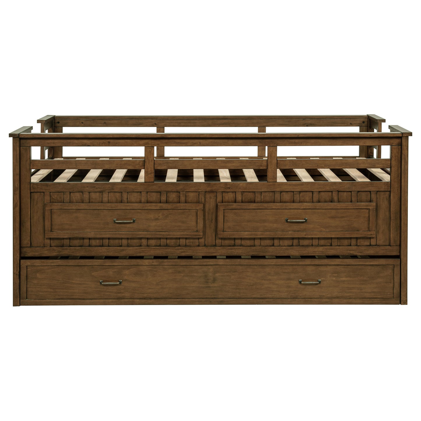 Carlsbad Wood Twin Captains Bed With Trundle Medium Brown - Discount Furniture Connection