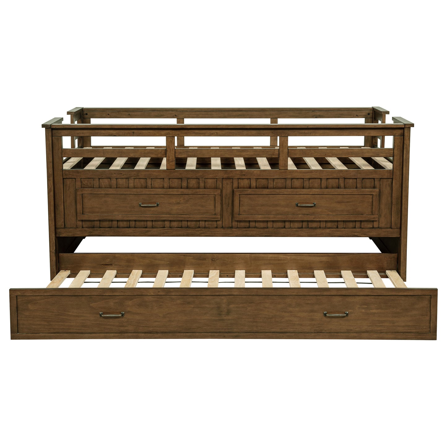Carlsbad Wood Twin Captains Bed With Trundle Medium Brown - Discount Furniture Connection