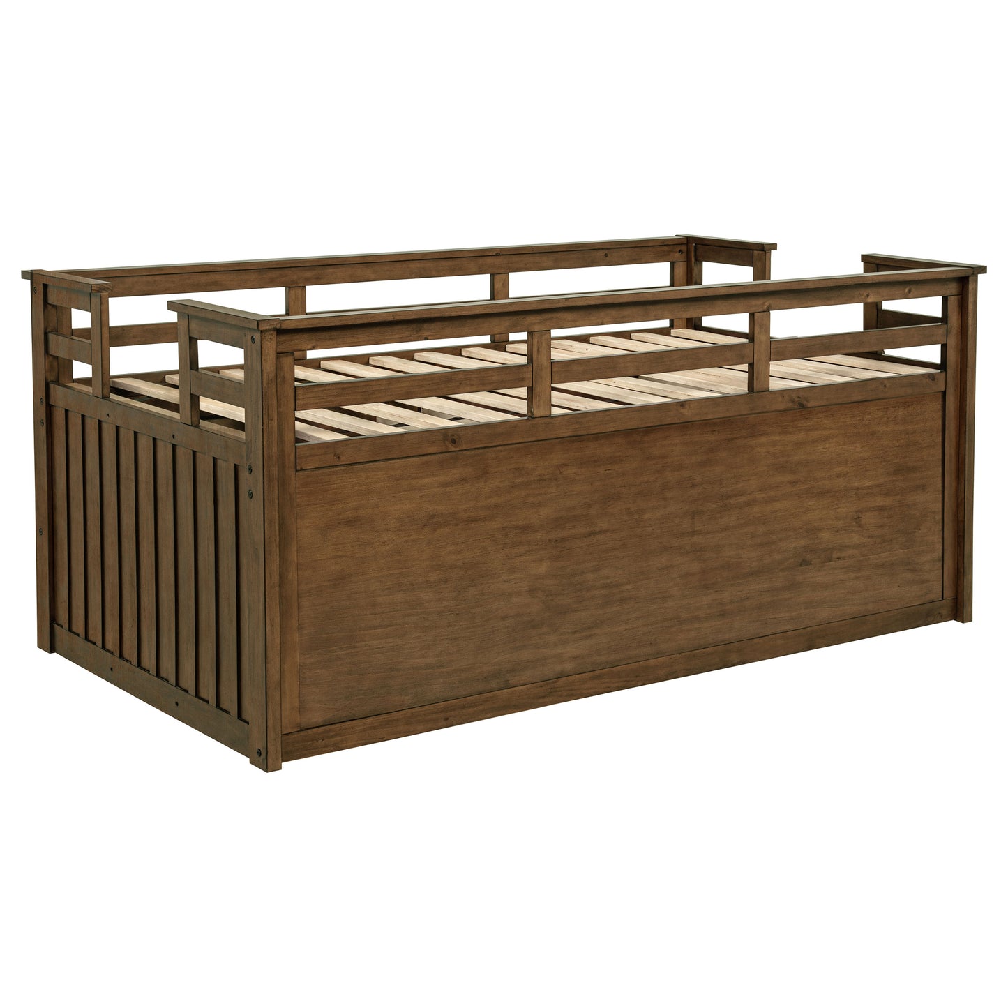 Carlsbad Wood Twin Captains Bed With Trundle Medium Brown - Discount Furniture Connection