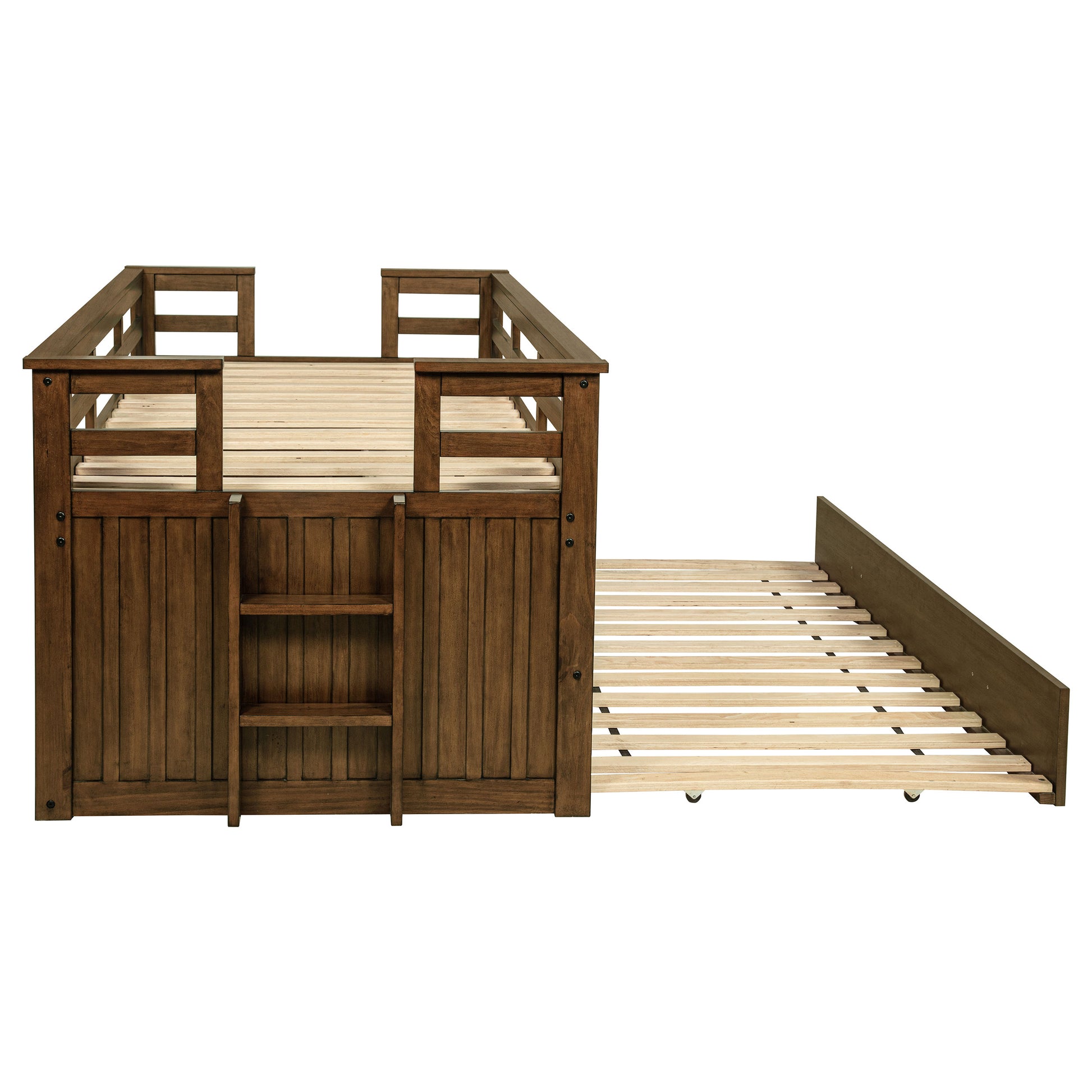 Carlsbad Wood Twin Captains Bed With Trundle Medium Brown - Discount Furniture Connection