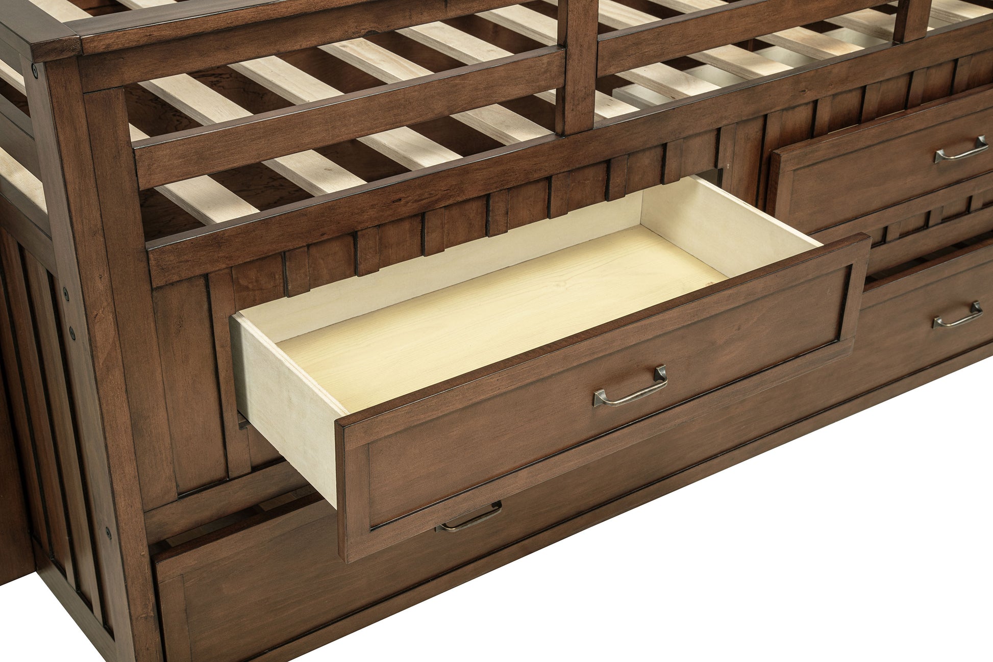 Carlsbad Wood Twin Captains Bed With Trundle Medium Brown - Discount Furniture Connection