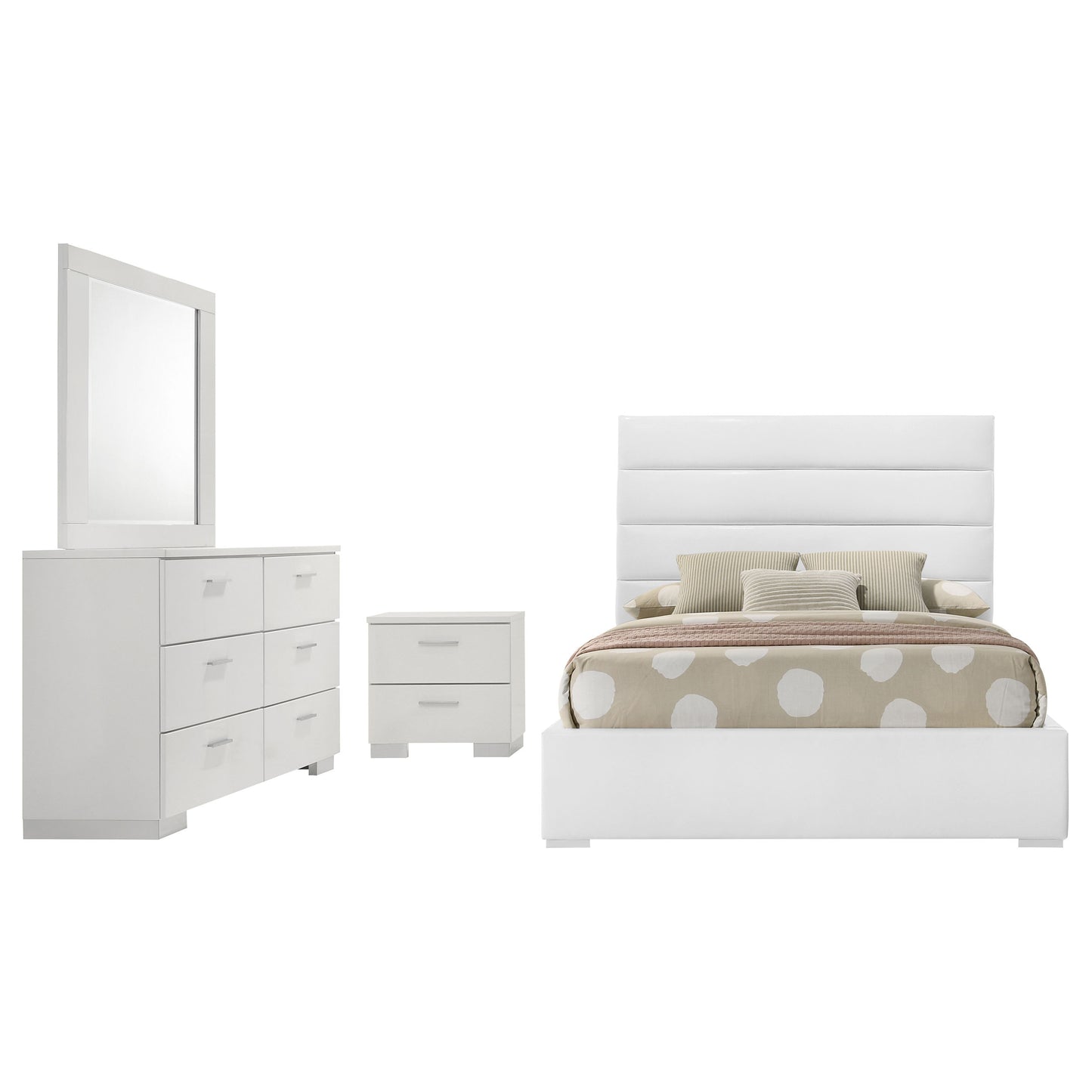 Felicity 4-piece Twin Bedroom Set White High Gloss