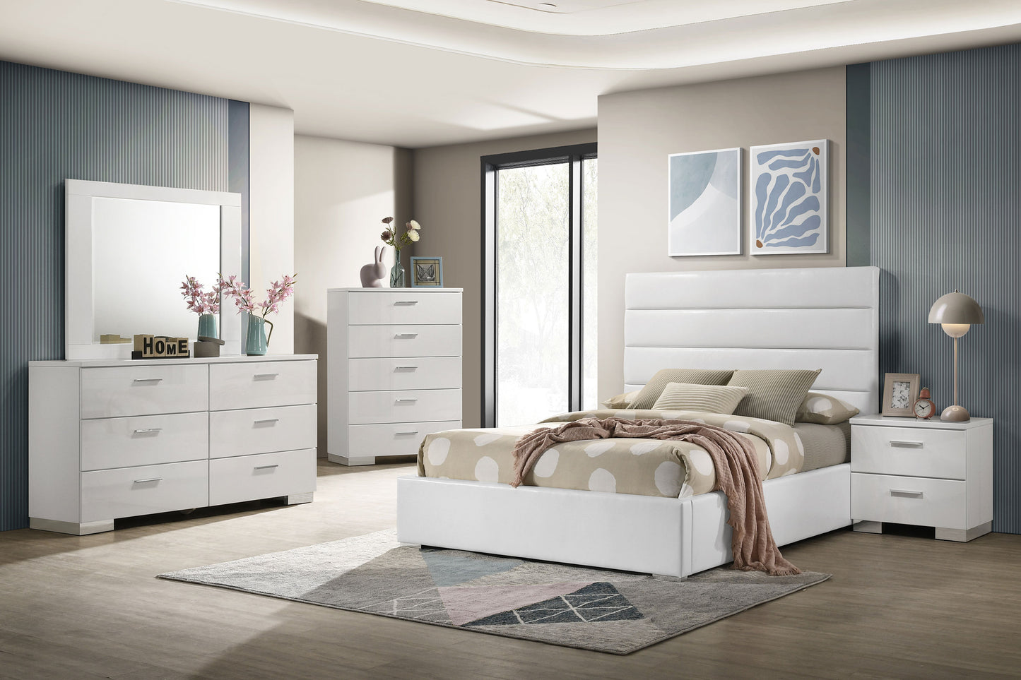 Felicity 5-piece Twin Bedroom Set White High Gloss