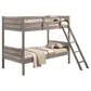 Ryder Wood Twin Over Twin Bunk Bed with Mattress Weathered Taupe