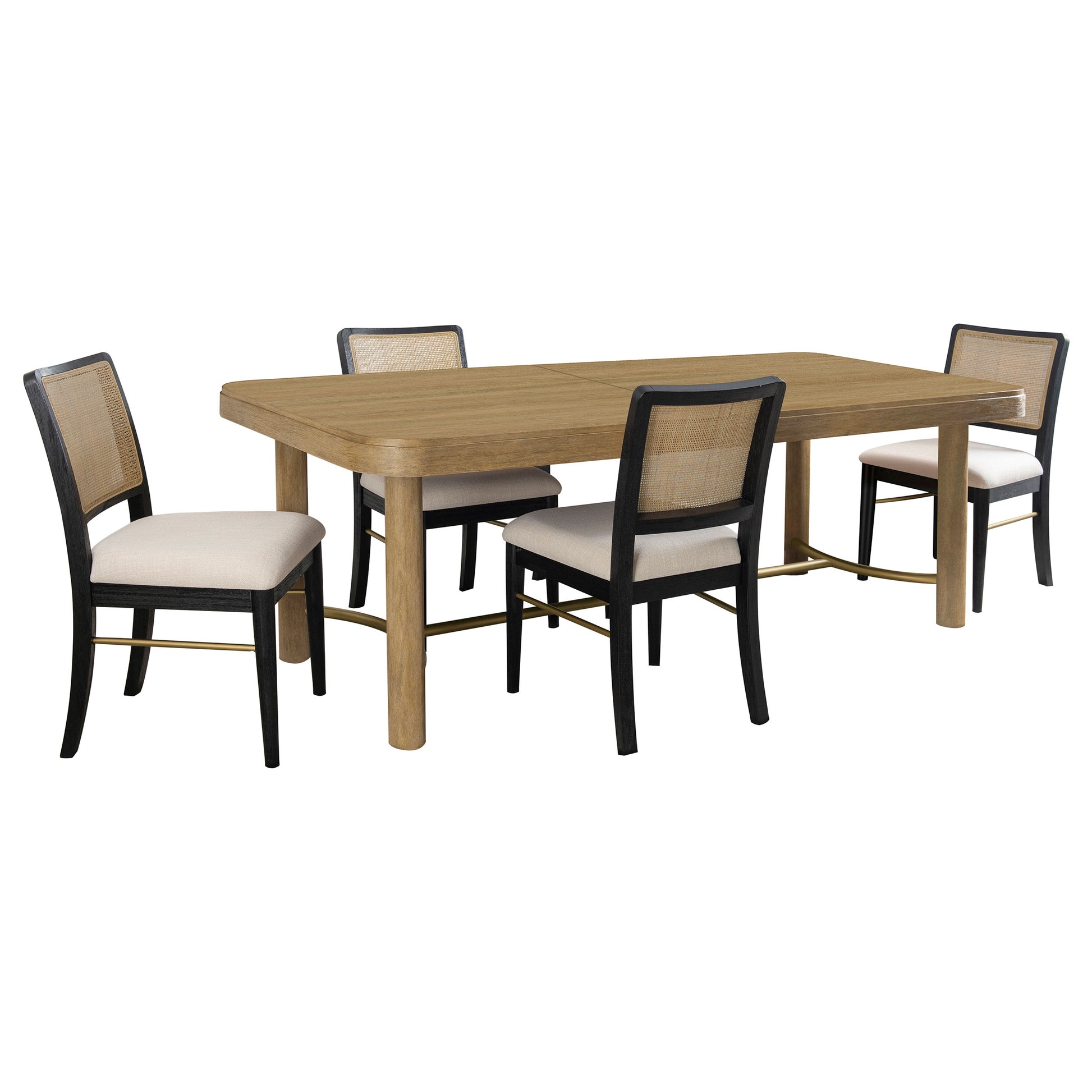 Arini 5-piece Extension Leaf Dining Table Set Sand Wash and Black - Discount Furniture Connection