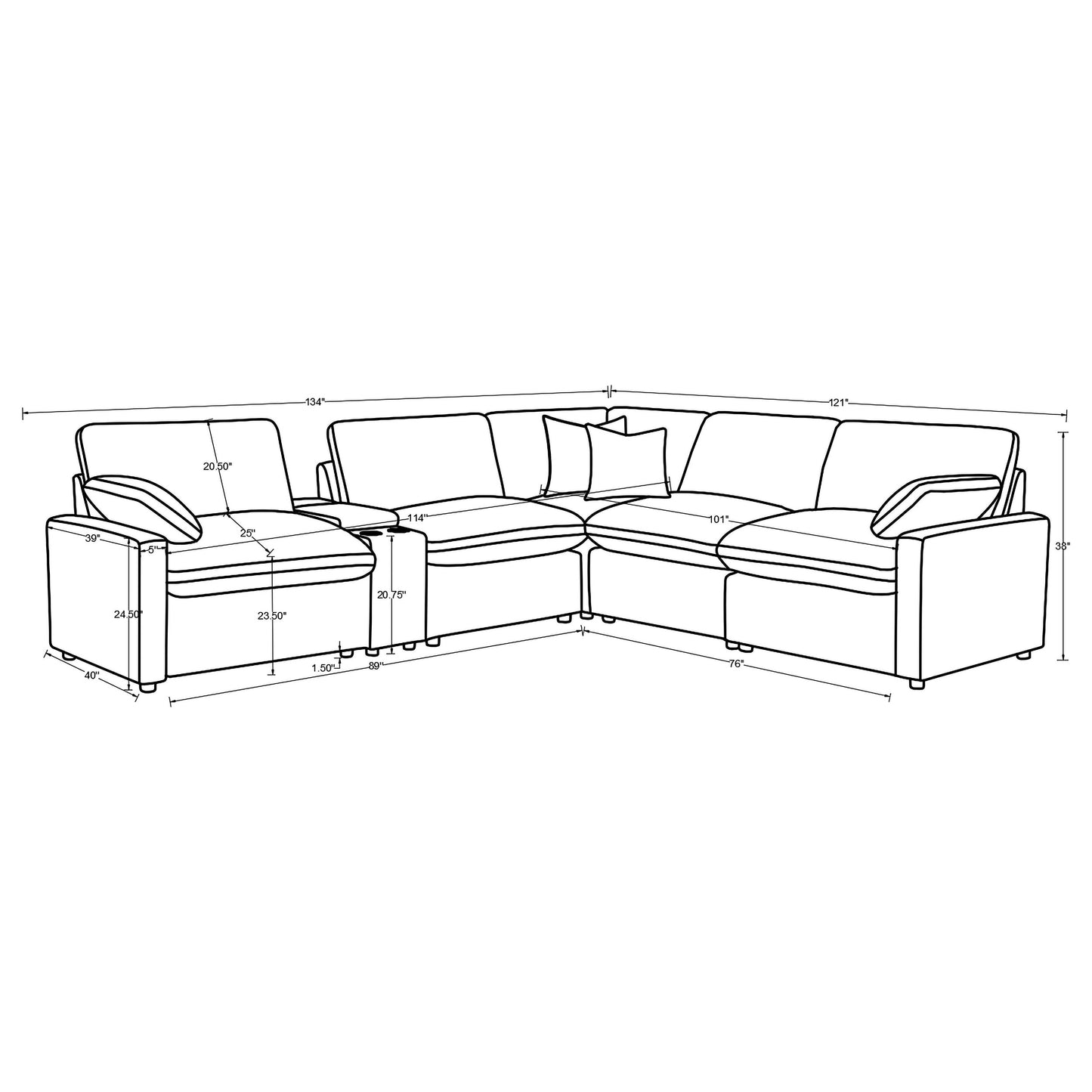 Collins 6-piece Modular Power Reclining Sectional Dark Grey