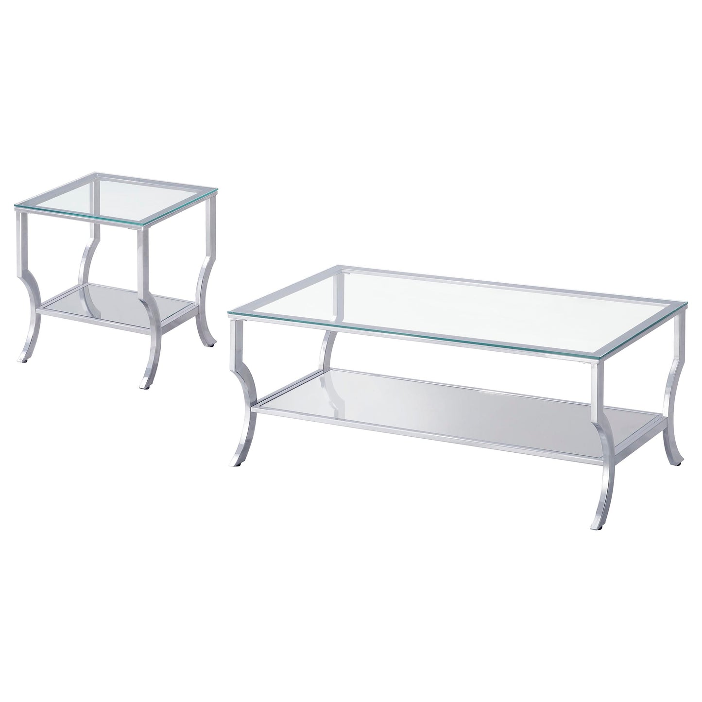 Saide 2-piece Glass Top Coffee and End Table Set Chrome