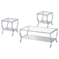 Saide 3-piece Glass Top Coffee and End Table Set Chrome