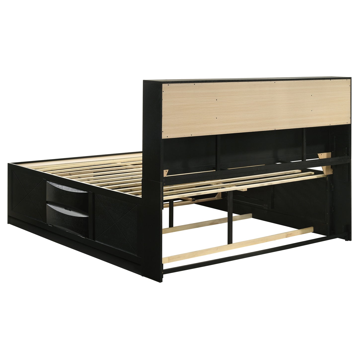 Briana Wood California King Storage Bookcase Bed Black - Discount Furniture Connection
