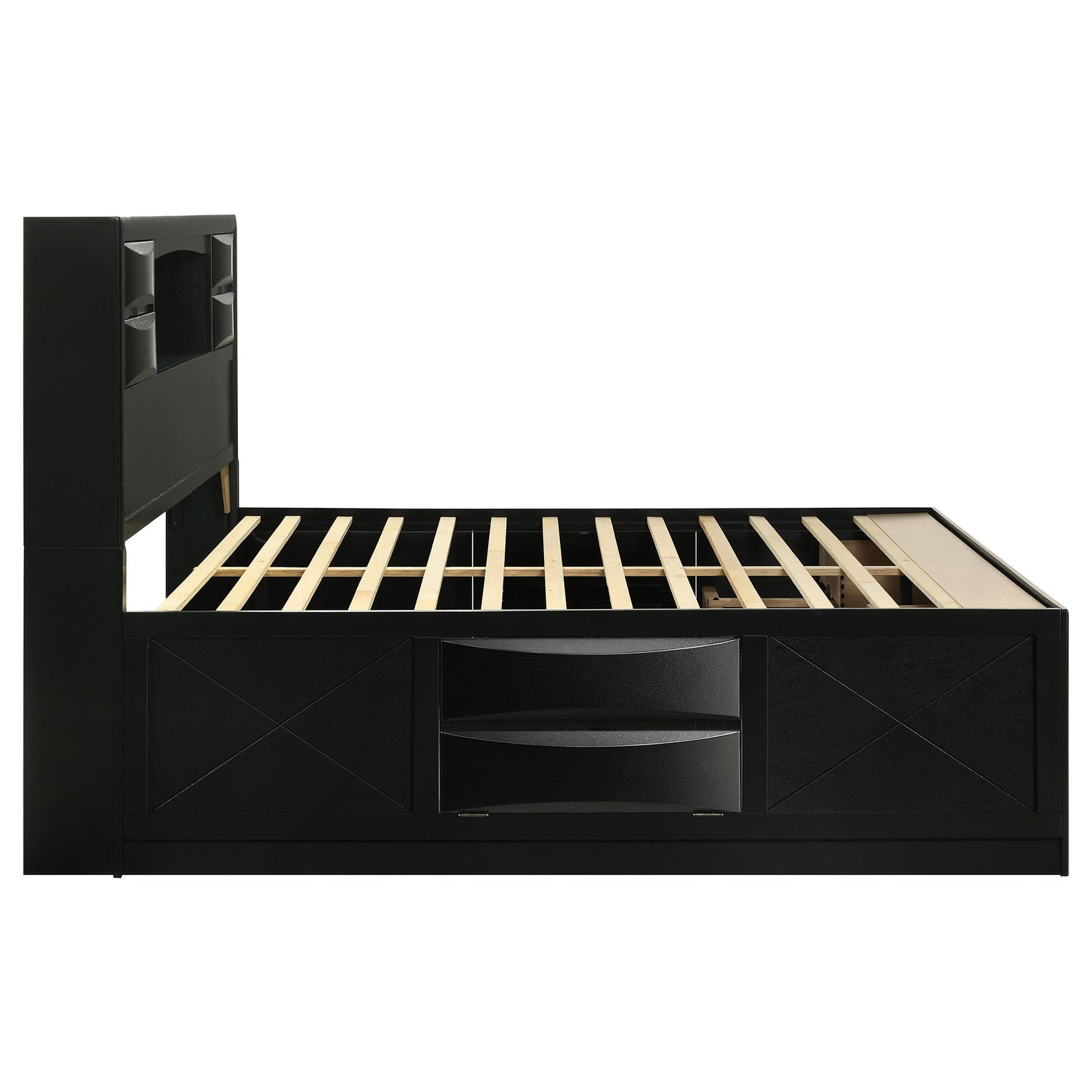 Briana Wood California King Storage Bookcase Bed Black - Discount Furniture Connection