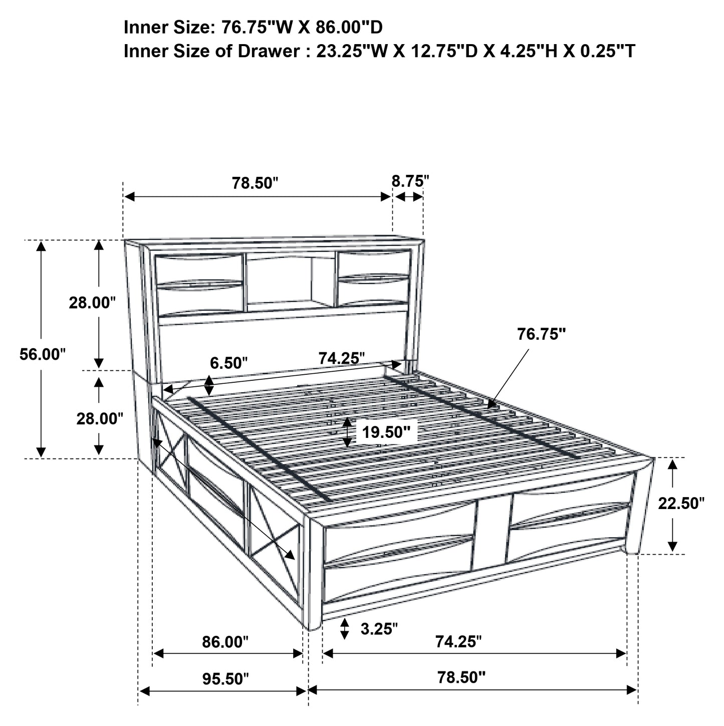 Briana Wood California King Storage Bookcase Bed Black - Discount Furniture Connection