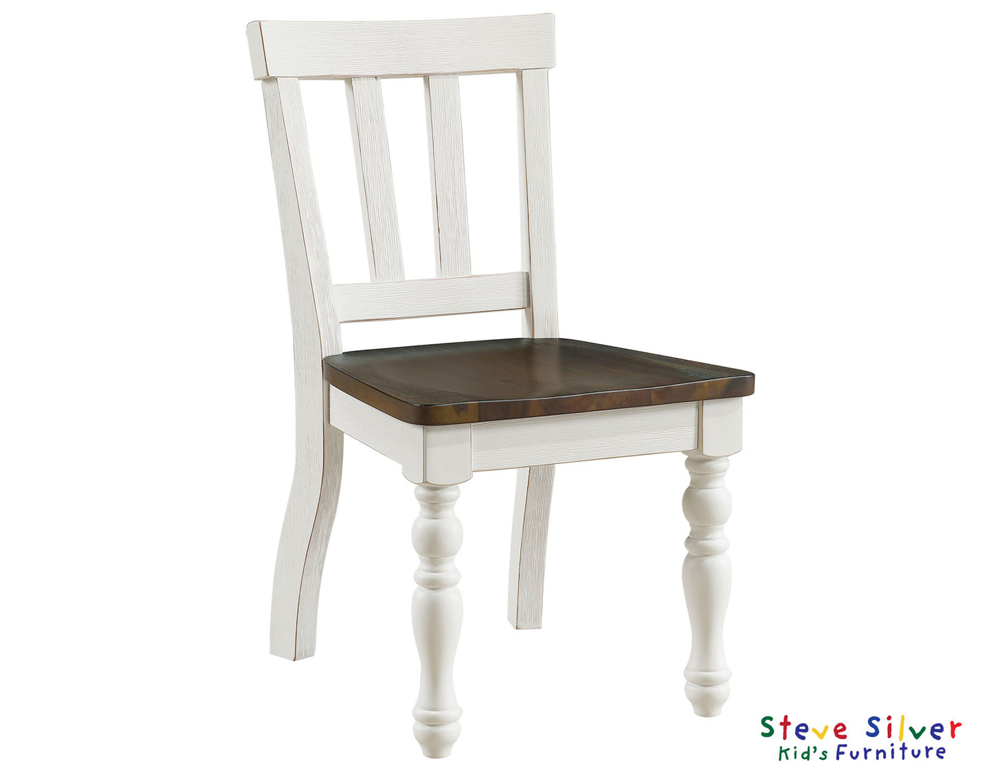 Joanna Kids Solid Wood Side Chair, Ivory and Mocha Finish