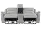 Alexandria Leather Power Reclining Console Loveseat, Stone